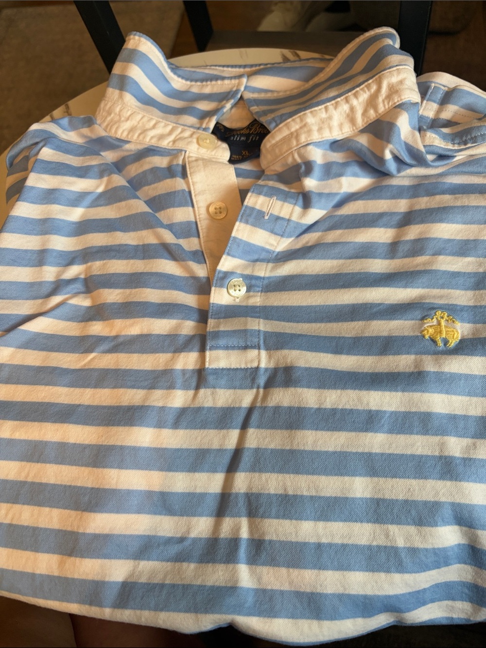 Brooks Brothers Light Blue and White Striped Polo